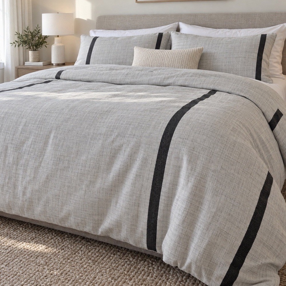 Kode Eco Vita King Duvet Cover 100% Organic Cotton Gray Black GOTS OEKO-TEX